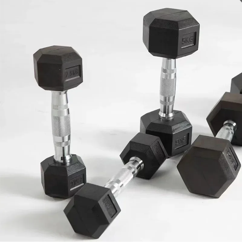 30kg Hexagonal Rubber-coated Dumbbells Cast Iron Dumbbells for Home Use for Men and Women Working Out At Home