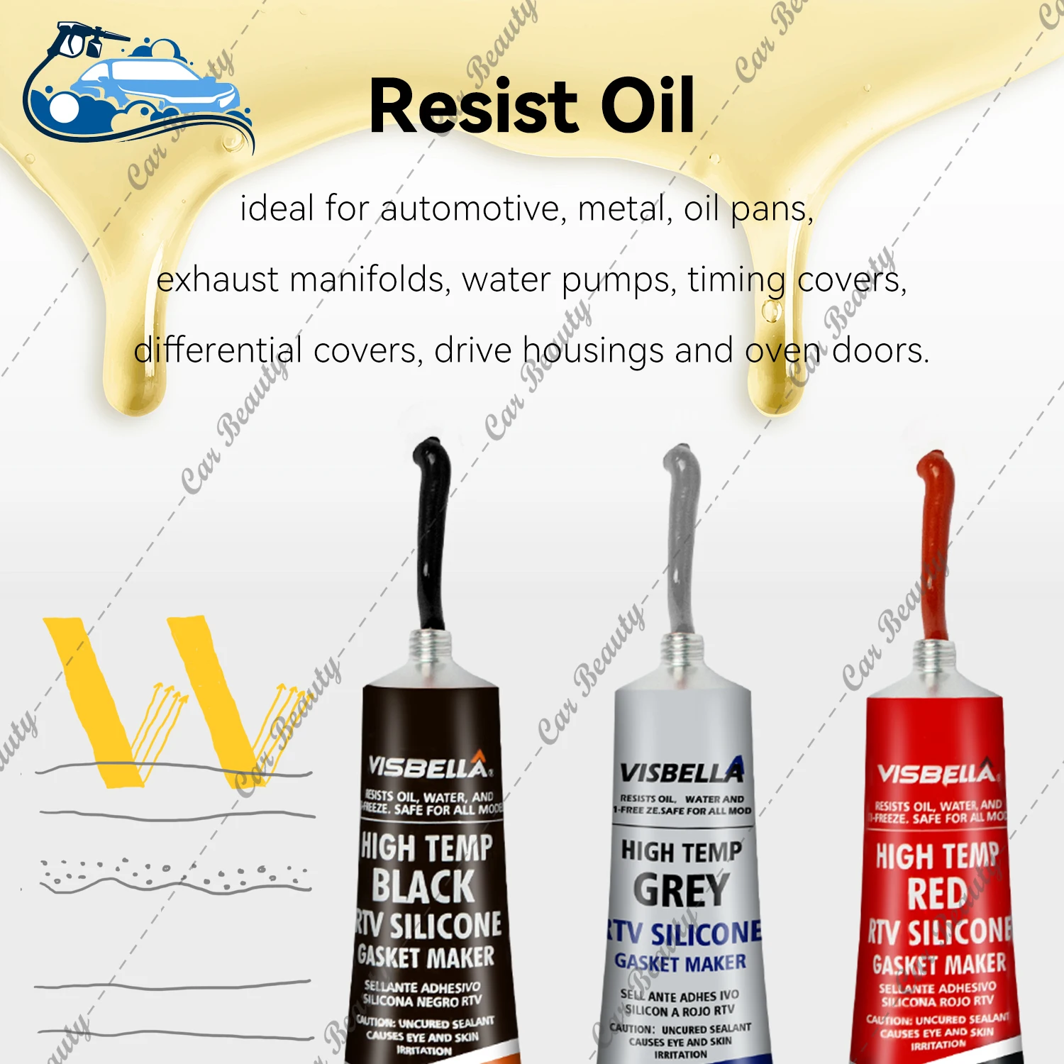 Red Gasket Maker High Temperature Sensor Safe Neutral RTV Silicone Sealant Non-Corrosive for Bonding Internal Combustion Engines