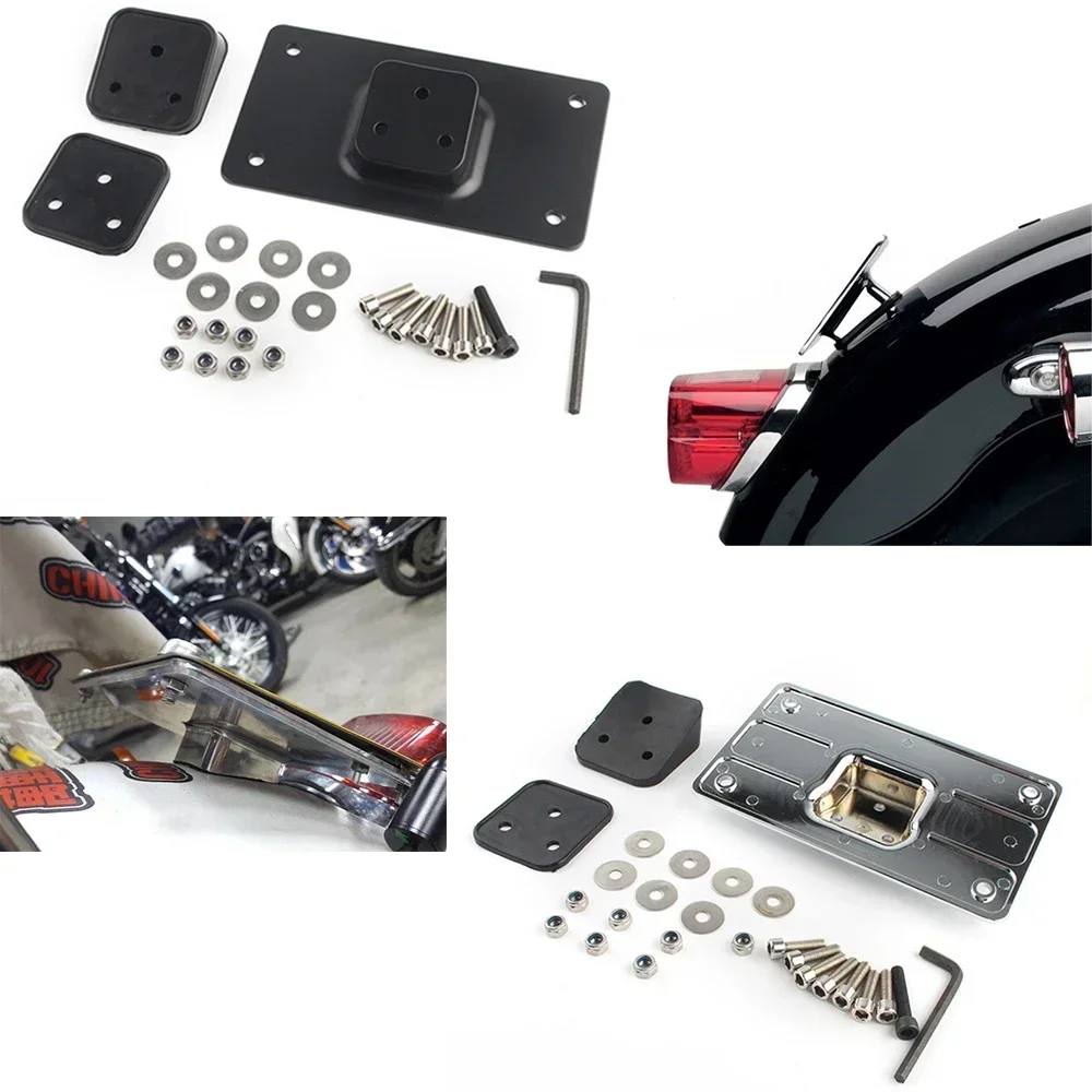Motorcycle Chrome Laydown Tilt License Plate Frame Mount Accessories For Harley Big Twins Sportster Dyna Softail