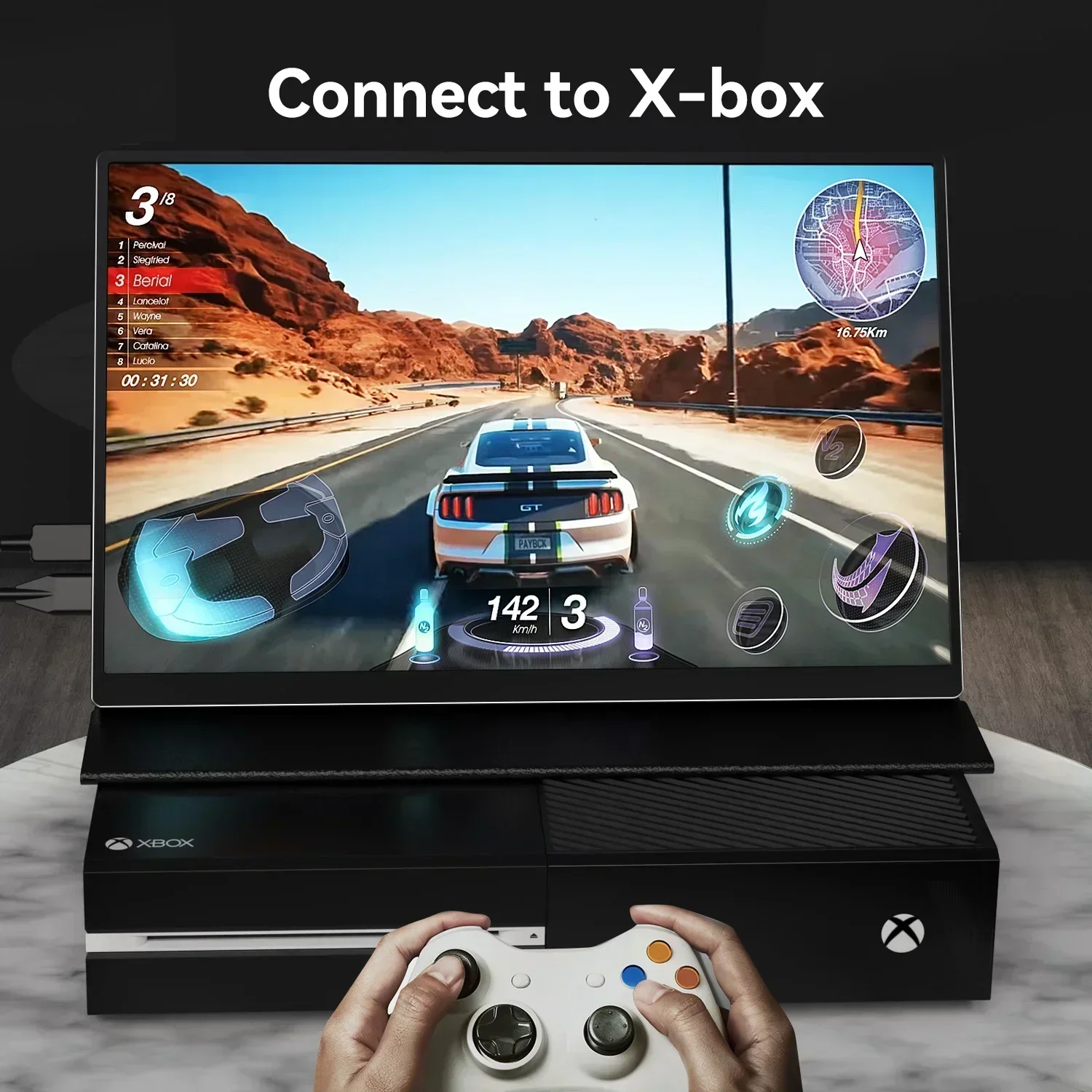 XOWIN Monitor Portátil 2.5k 16 polegadas 2k Tela Externa 100% sRGB 120Hz QHD Para PC Laptop Macbook Phone Xbox PS4 5 Switch