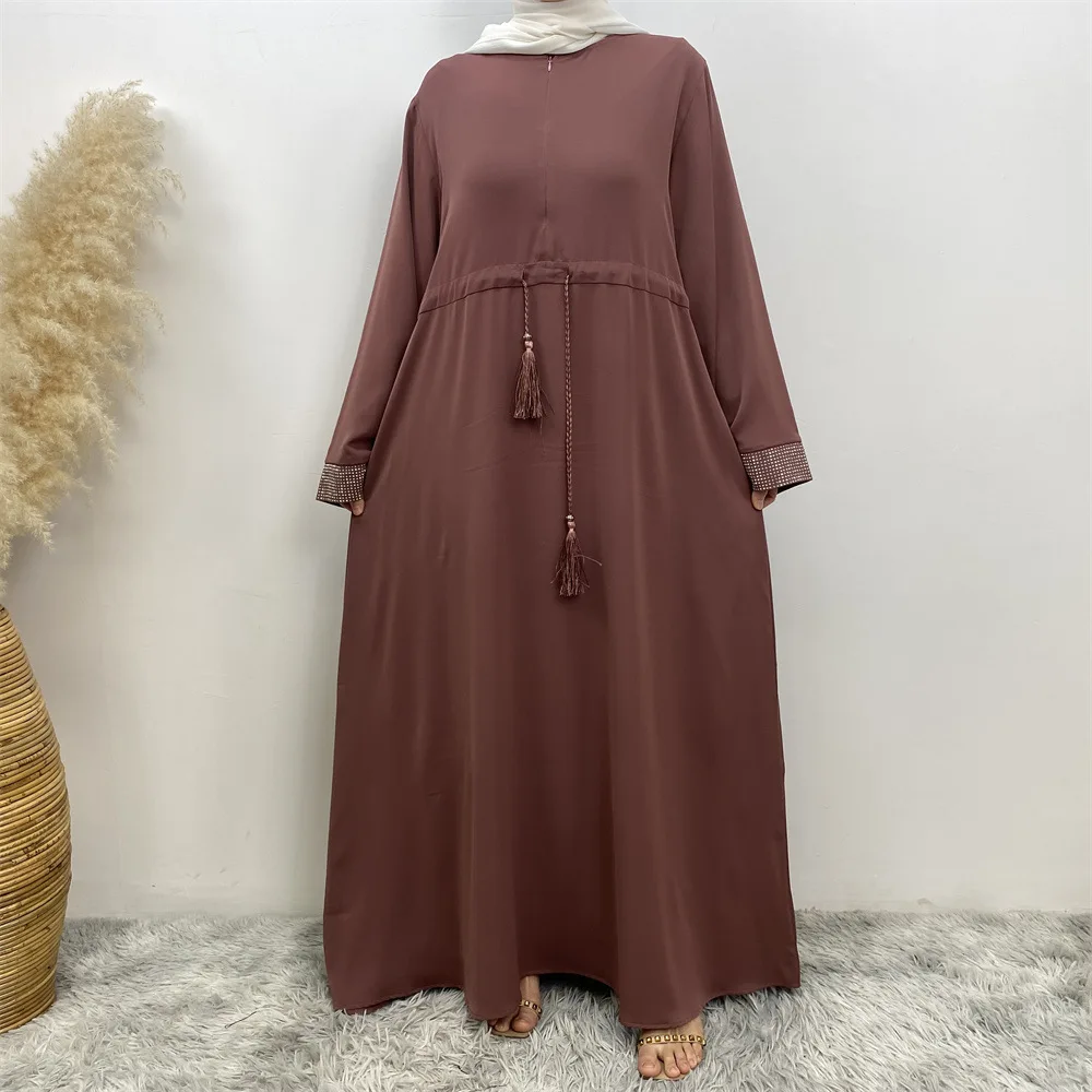 Mujeres musulmanas Abaya diamante abierto frontal cremallera largo Maxi vestido Turquía Kaftan Eid fiesta árabe vestido islámico Dubai mujer Jalabiya bata