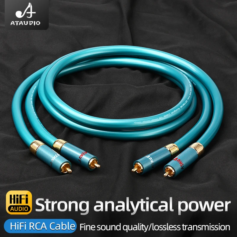 One Pair RCA Cable for CD Amplifier Hi-end 8N OCC Plated Sliver Interconnect 2RCA to 2RCA Male HiFi Audio Cable