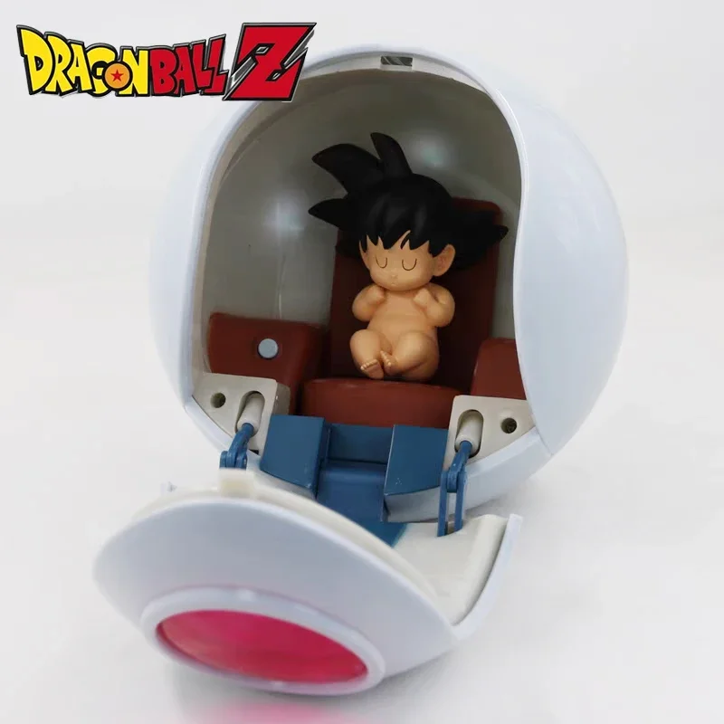 18cm Dragon Ball Anime Figure Super Saiyan Goku Vegeta Space Capsule Spaceship Luminous Decoration Model Desktop Ornaments Colle