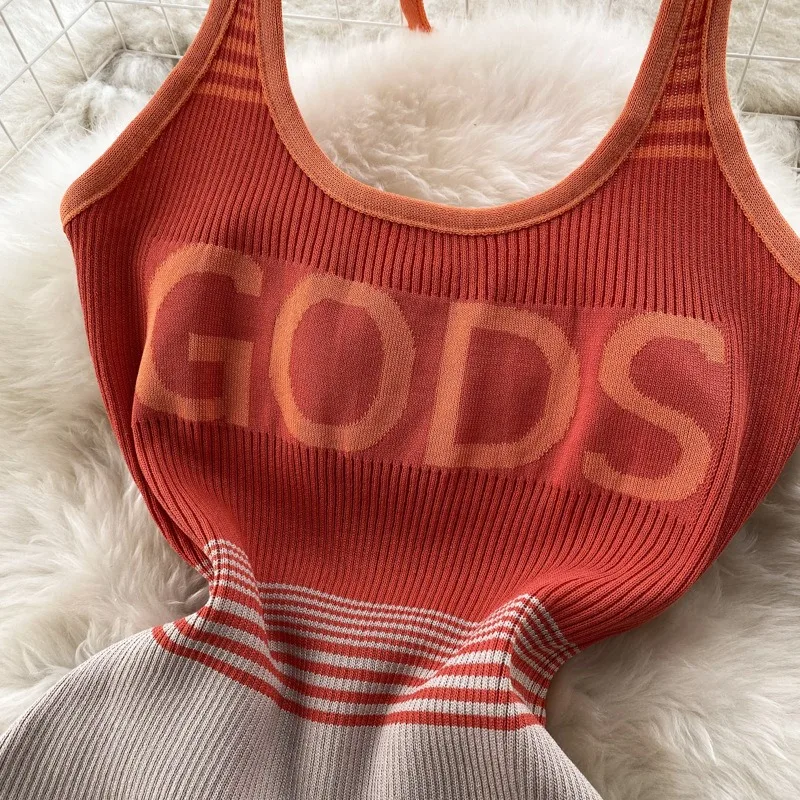 YuooMuoo-فستان نسائي Y2K محبوك متدرج ، حمالة صدر مثيرة ، عارية الذراعين ، نحيفة ، مرنة ، ملاصقة للجسم ، الصيف ، ملابس الشارع ، الموضة