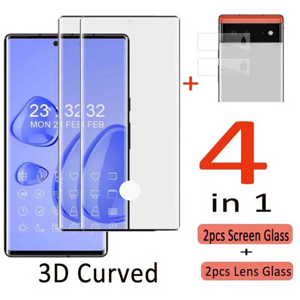 

2pcs 3D Curved Tempered Glass for Google Pixel 7 Pro 6 Pro Full Screen Protector Anti Scratch Super Clear HD Film with Lens Glas