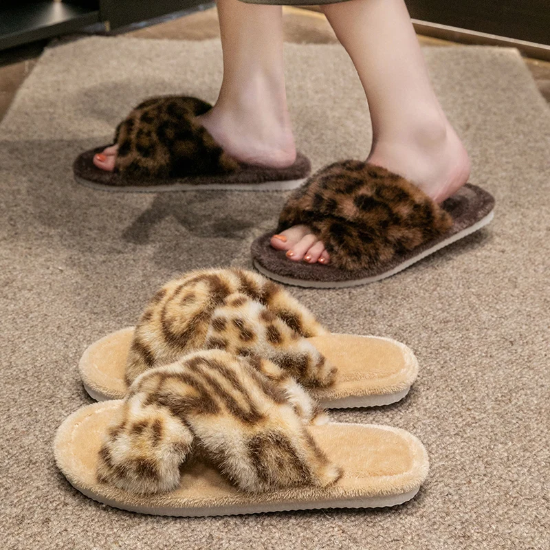 Women's Leopard Print Open Toe Slippers, Spring Autumn Indoor Shoes, Soft Silent Non-Slip Sole Breathable Comfort Home Shoes image 6