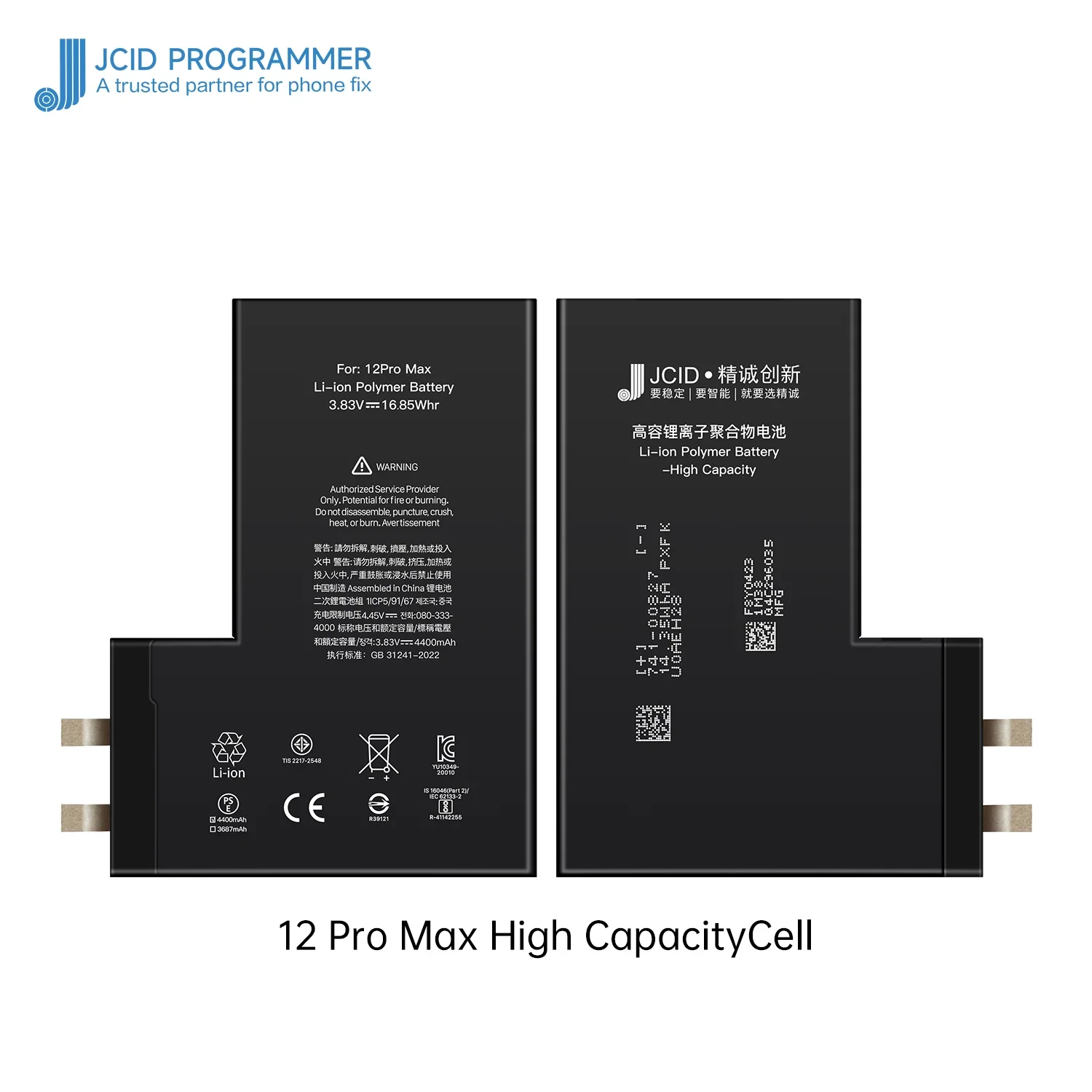 JCID high capacity Rechargeable Battery Cell No Without Flex For iPhone XR X Xs 11 12 13 14 15 Pro Max  For Apple Battery Cell