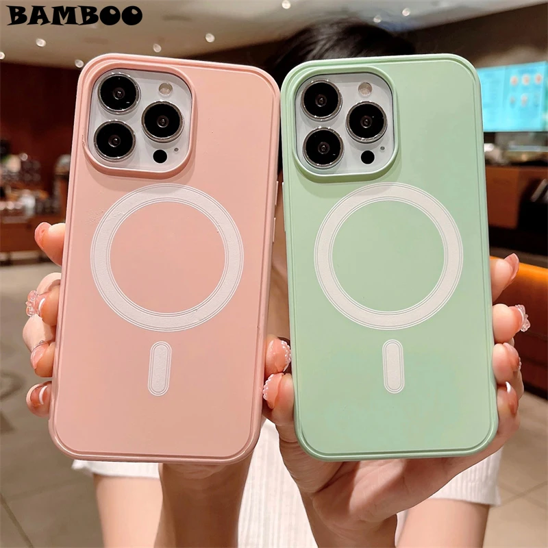 Fashion Candy Color Magsafe Magnetic Wireless Charging Shockproof Case For iPhone 13 12 Pro Max Soft Bumper Hard PC Back Cover