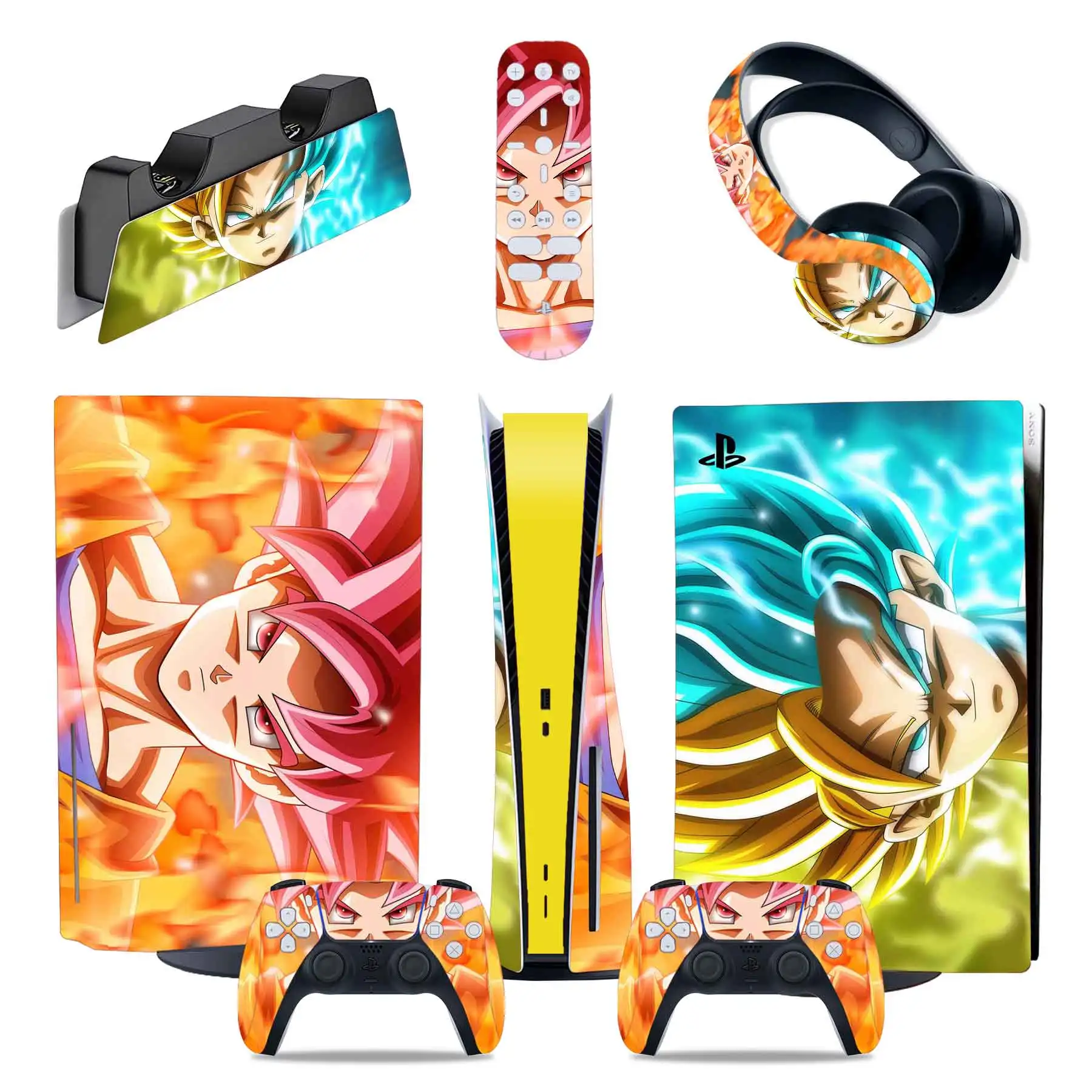 Dragon Ball Goku PS5 Disc Edition Skin Anime Sticker Decal Cover For PlayStation 5 Console Controller 5 in 1 Skin Sticker Vinyl