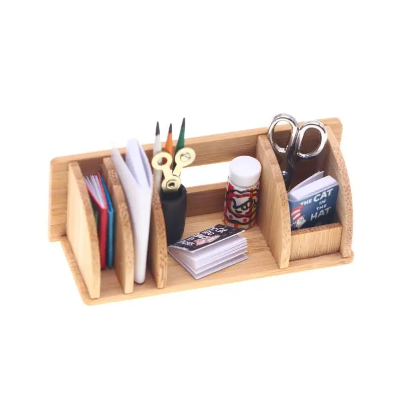 1 conjunto casa de bonecas em miniatura desktop estante papelaria rack casa modelo para casa boneca decoração crianças fingir jogar brinquedos presente