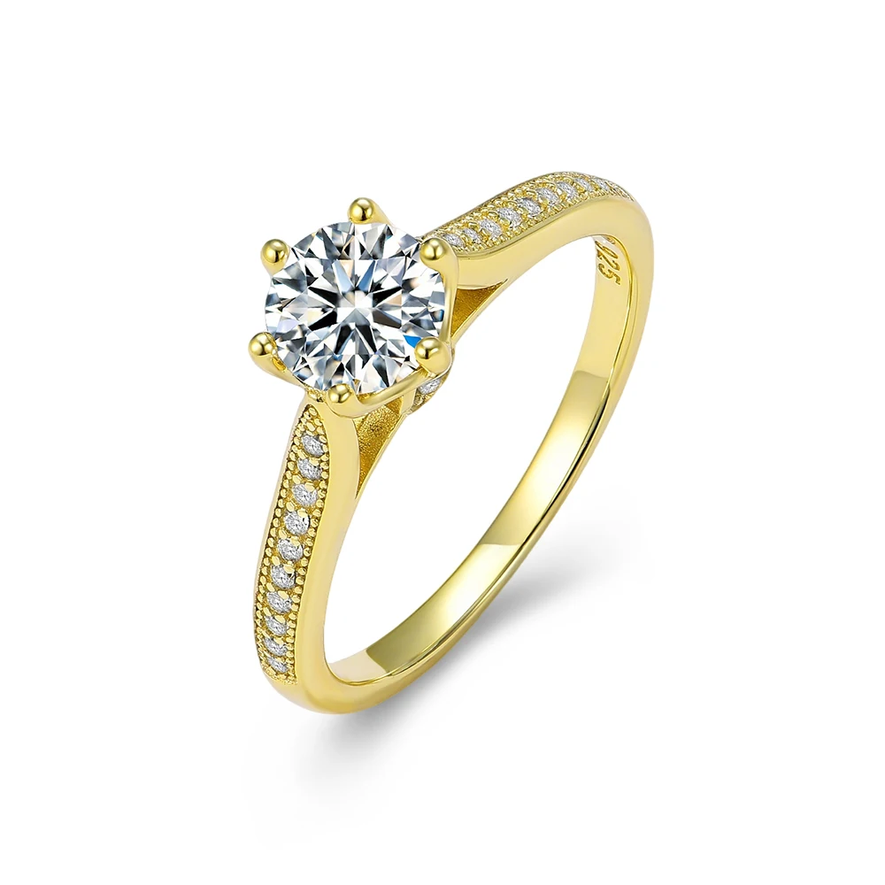 

Classic Six-Prong S925 Sterling Silver Engagement Ring Luxury Minimalist Fashion Wedding Jewelry