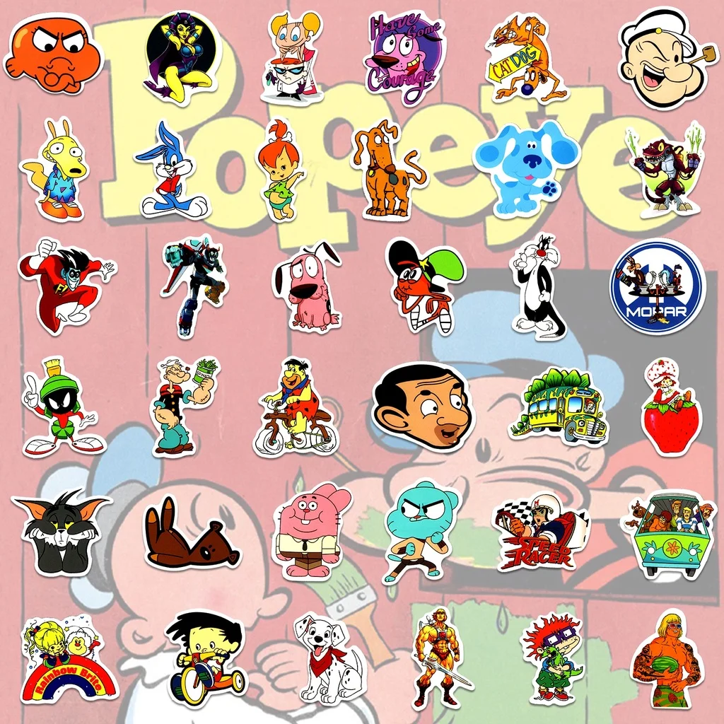 100/50PCS 90's Classic Cartoon Animation Waterproof Graffiti Stickers For Helmet Bicycle Hand Account Pencil Case Decals view 5