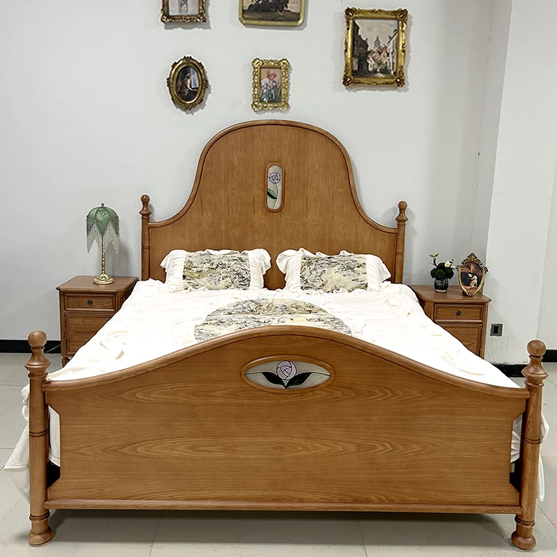 Wood Girls Bedroom Bed Modern High Headboard House Hotel King Size Bed Double Adults Princesse Camas De Dormitorio Furniture