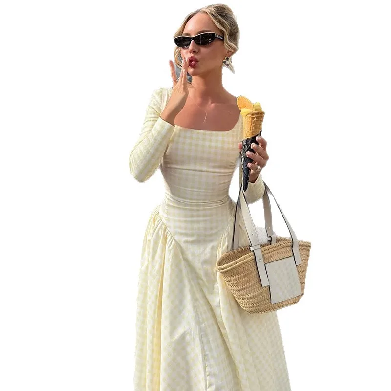 Sukienki Damskie Sukienka Wysoka Jakość Premium Zimowa Polarowa Długi Rękaw Bufiaste Rękawy Dopasowana w Talii Rozkloszowana Miękka Przytulna Delikatna Ciepła