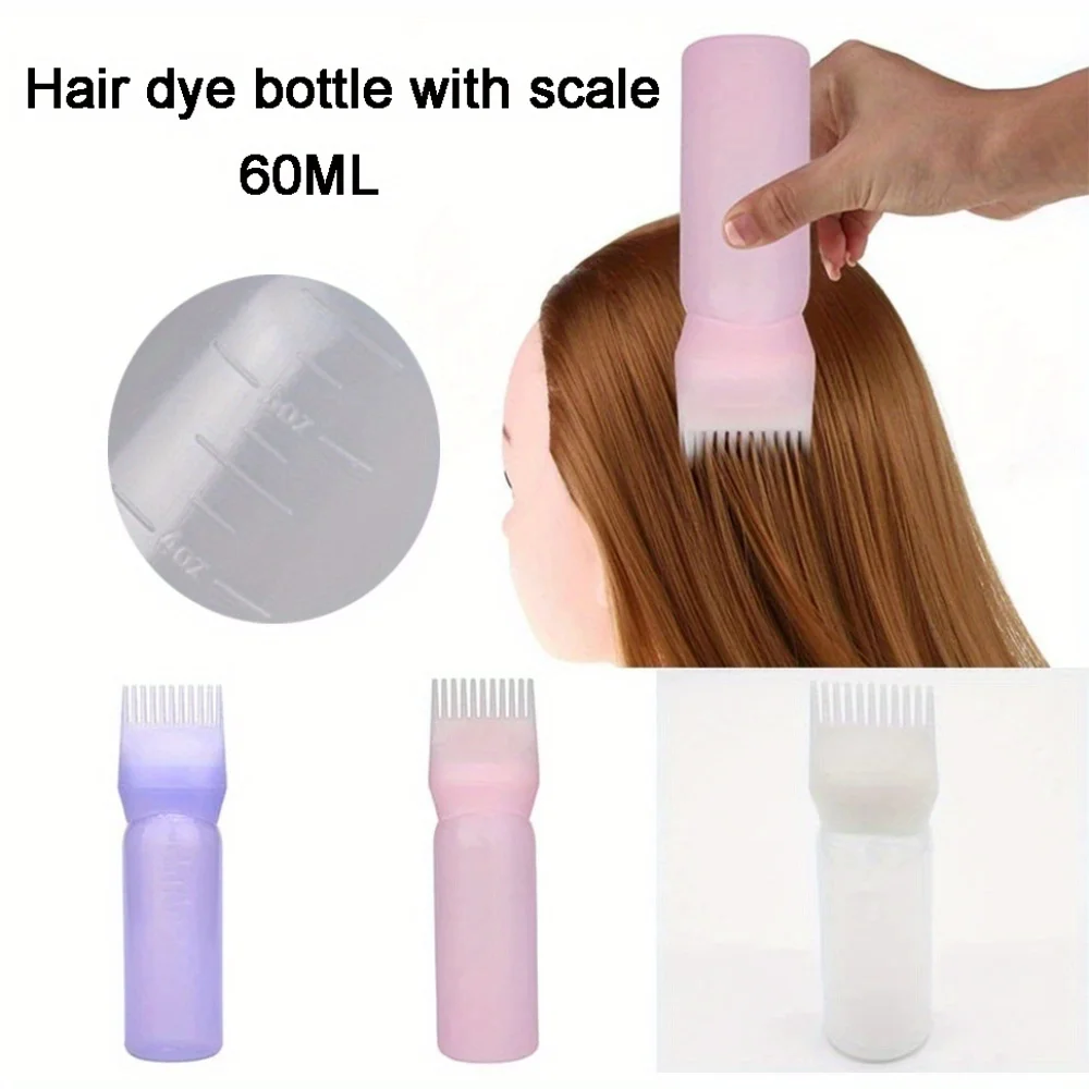 2pcs/Set Silicone Hair Comb With Root Comb Applicator Bottle Set  Hair Oil Applicator Shampoo Brush Salon hair styling tools