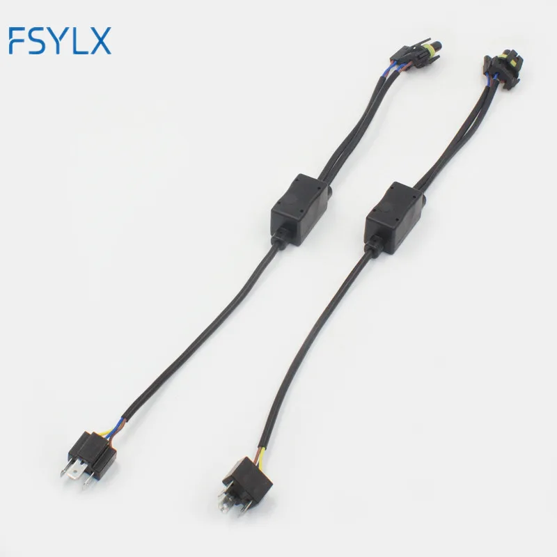 FSYLX 2pc H4 bixenon adapter Hi-Lo Relay Wiring Harness HID Xenon Ballast Cable Wire Connector for One Auto Motor Headlamp Light