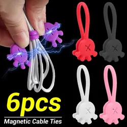 Silicone Magnetic Cable Ties Phone Cord Holder Clips Reusable Magnet Cable Organizer for Earphone USB Charger Wire Management