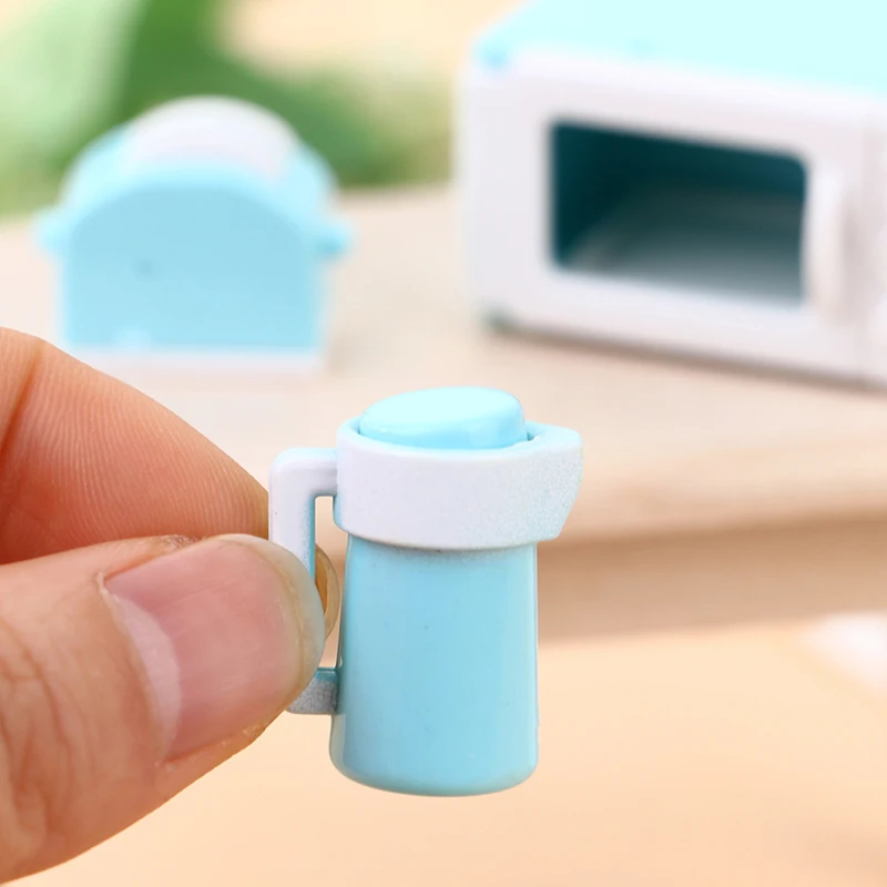 1 Juego de Mini horno microondas para casa de muñecas, tetera modelo 1:12, Mini utensilios de cocina para casa de muñecas, utensilios de cocina, accesorios de juguete