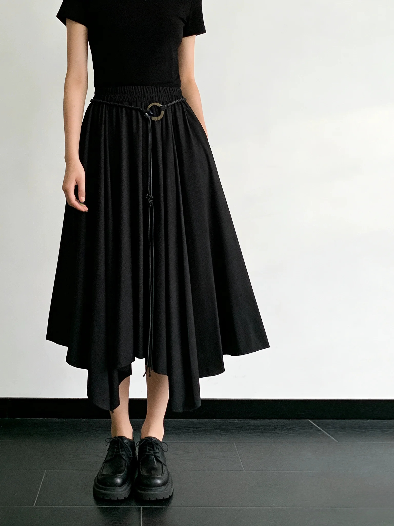 

Юбка А-силуэта больших размеров с эластичной талией, женская летняя модная универсальная юбка для похудения, с высокой талией, в корейском стиле