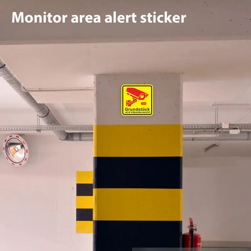 Security Camera Signs Outdoor Adhesive 24-Hour Security Warning Signs Waterproof Observation Labels Camera Alarm System Stickers