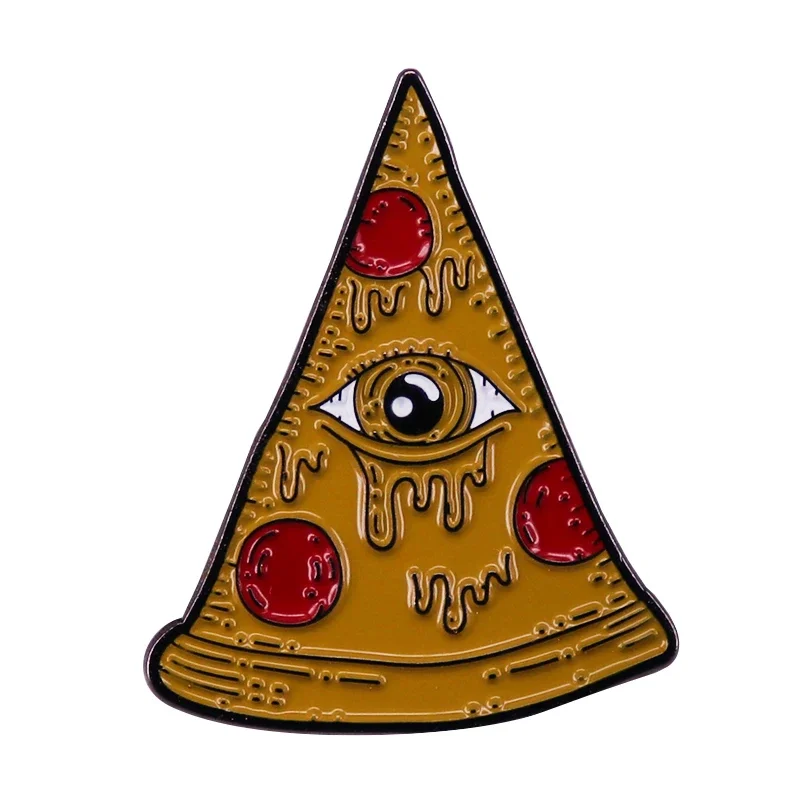 Illuminati Pizza Enamel Pin Pizzagate Conspiracy Theory Eye of Providence Badge Food Meme Jewelry