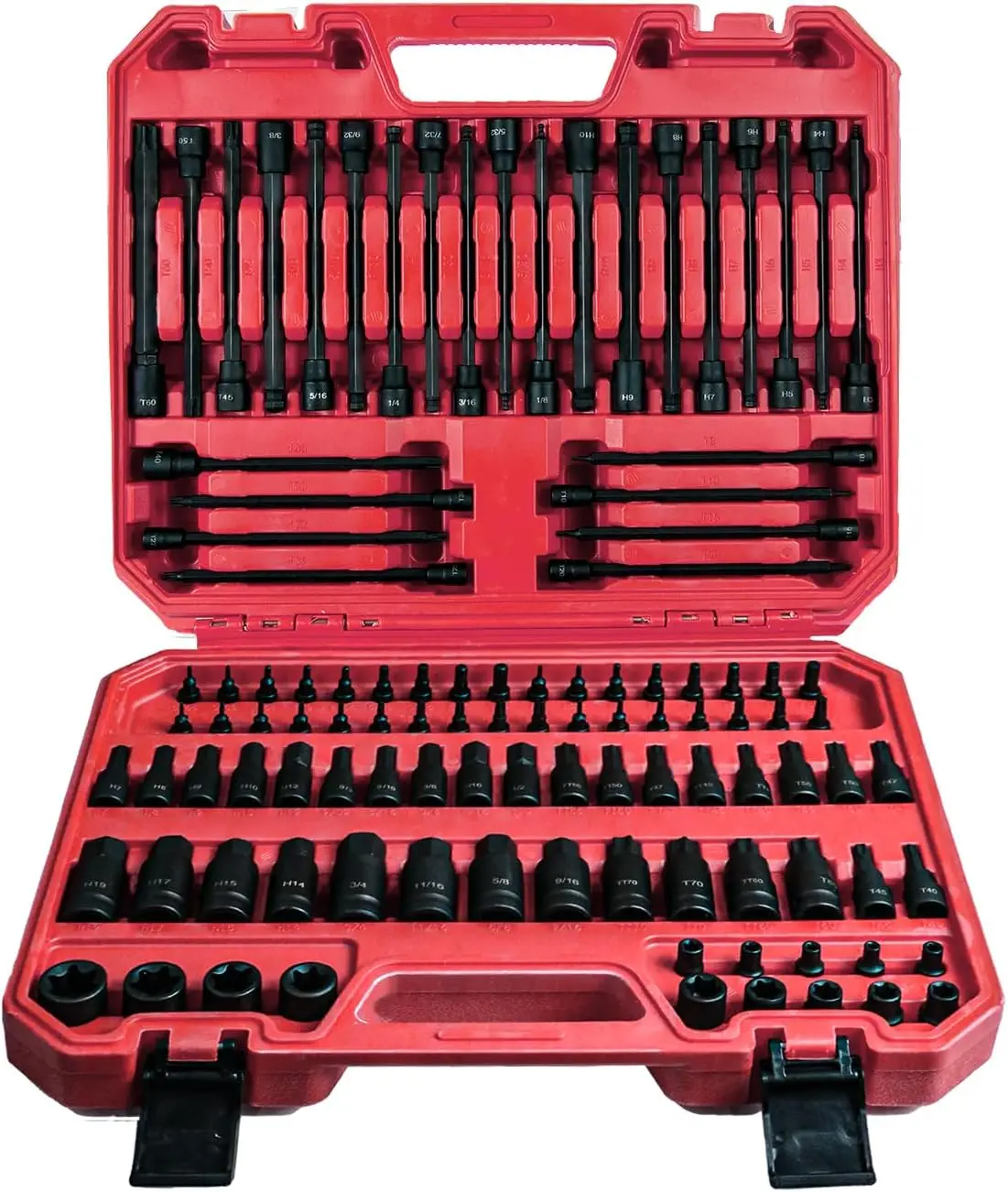 

Набор торцевых головок и бит Allen/Torx из 107 предметов с приводами 1/4, 3/8 и 1/2 дюйма, удлиненные торцевые головки Torx/Torx с защитой от несанкционированного доступа/шестигранные головки/шестигранные головки с шаровым наконечником