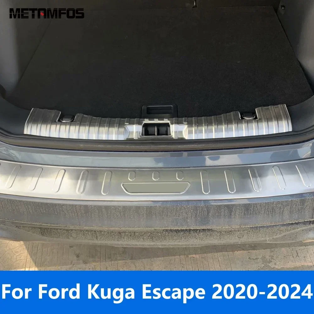 

For Ford Kuga Escape 2020-2023 2024 Inner+Outside Rear Trunk Door Sill Plate Bumper Protector Scuff Guard Sticker Accessories