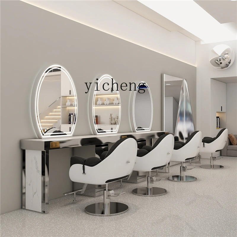 

Stainless steel marble studio dressing table hair salon special hair salon mirror