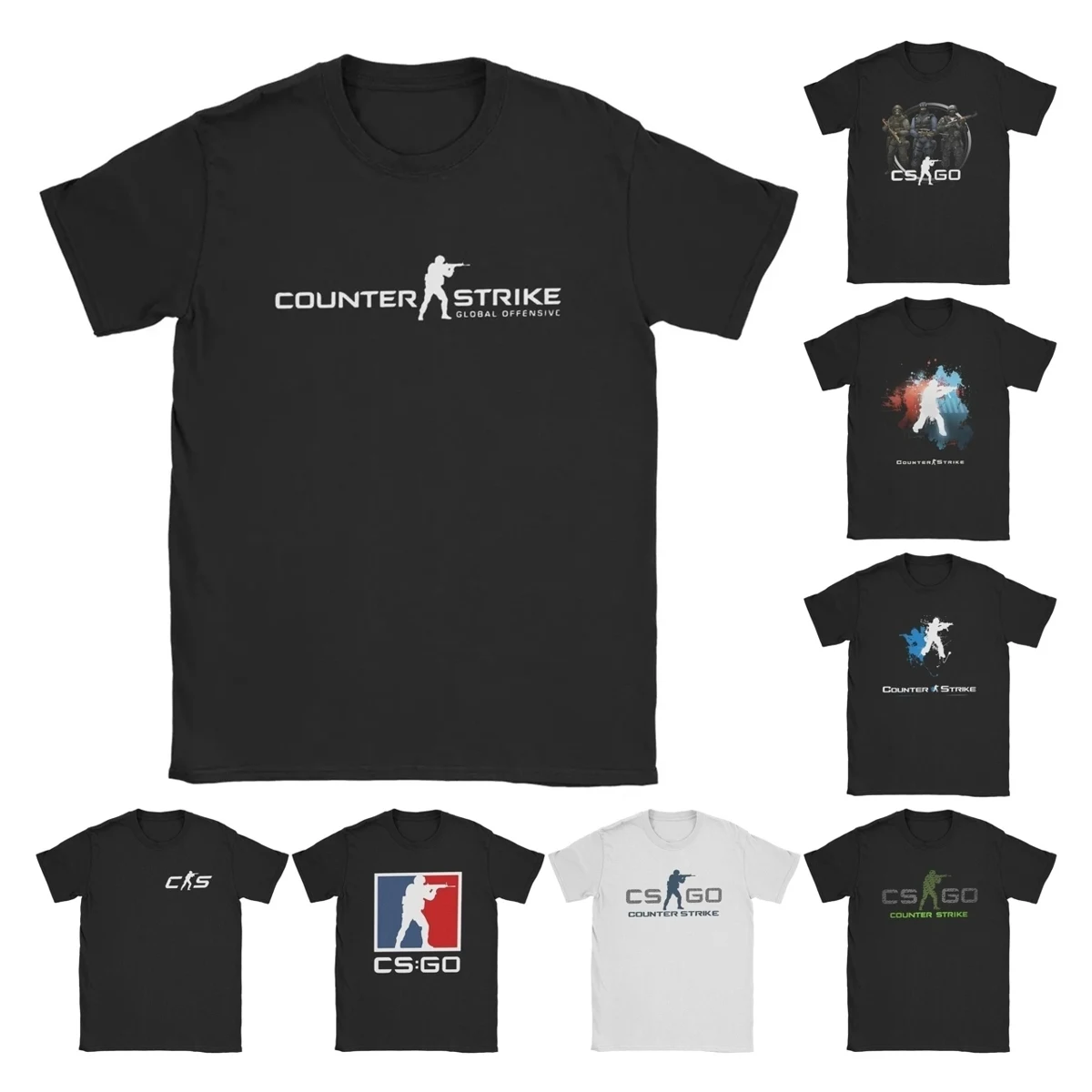 Counter-Strike 2 CS Go T-shirt en coton à manches courtes pour hommes, vêtements à col rond, t-shirts de jeu lumineux, cadeau génial