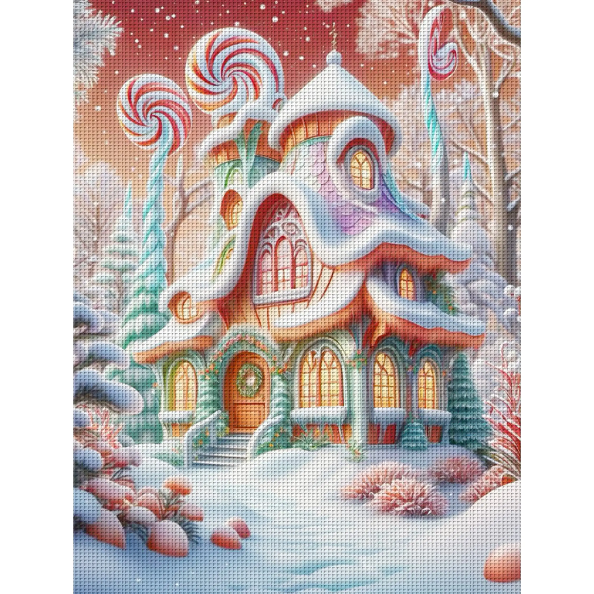 

1 шт., 36x46 см/14,17x18,11 дюймов, набор для вышивания крестиком 11CT, домик из конфетных палочек, набор для вышивания крестиком для начинающих взрослых, для расслабляющей вышивки.