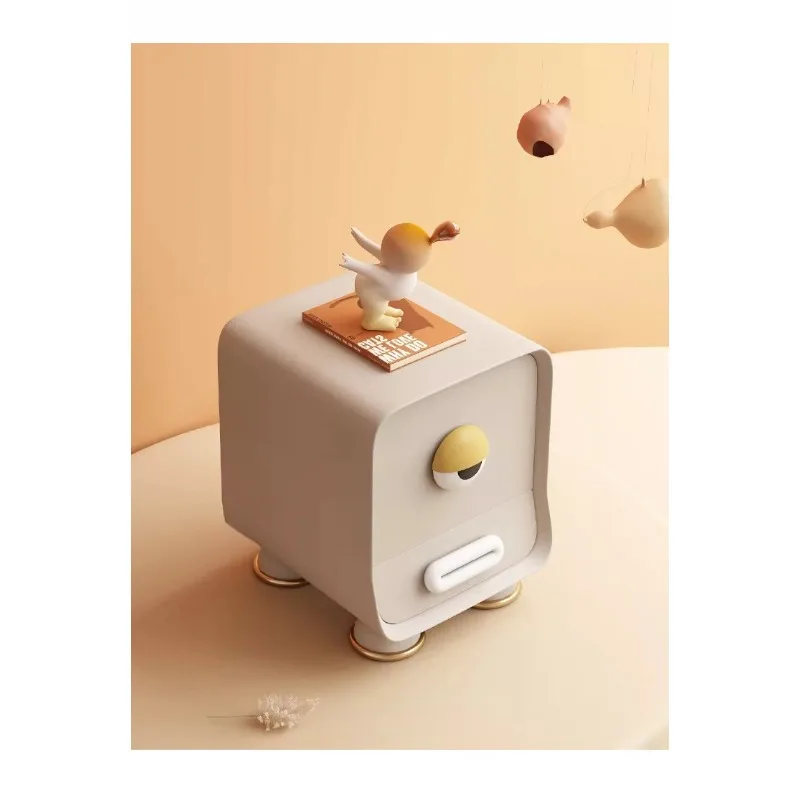 Cream wind creative bedroom children's room cute side few solid wood bedside cabinet