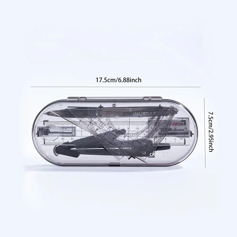 Straight Ruler Compass Rulers Set Pencil Rubber Circle Gauge Math Geometry Drawing Light Weight Drafting Mathematical Set