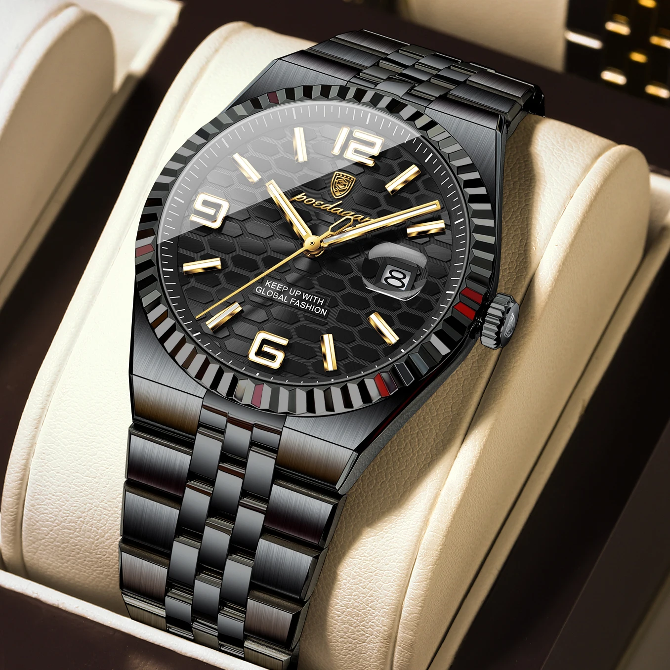 

POEDAGAR High Quality Trendy Men Wristwatch Waterproof Luminous Date Man Clock Stainless Steel Quartz Casual Men's Watches Reloj