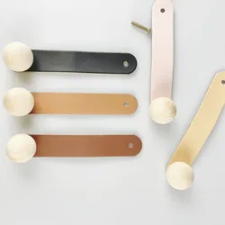 Nordic Kitchen Wooden Furniture Handles Wardrobe Cupboard kitchen Cabinet Handles Artificial Leather Handles Hardware
