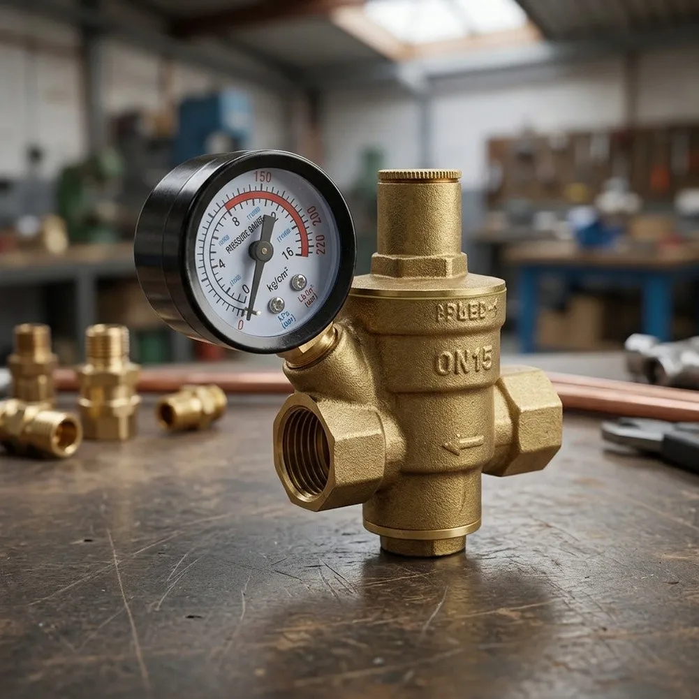 Adjustable Valve Adjustable Pressure Control Yellow Brass Pressure Reducer 1 2-Inch Connection For Home Improvement