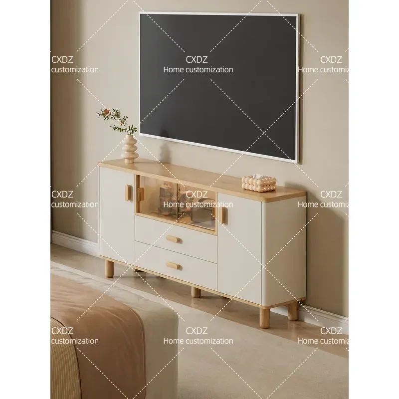 Bedroom TV Cabinet 2026 New Household Solid Wood Living Room Storage Locker Integrated TV Cabinet Height 70cm