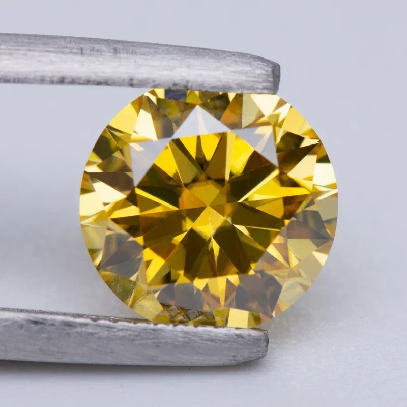 

NEW Moissanite Stone Golden Yellow Colour Round Cut Synthetic Lab Created Heat Diamond Gemstone Jewelry Making With Certific