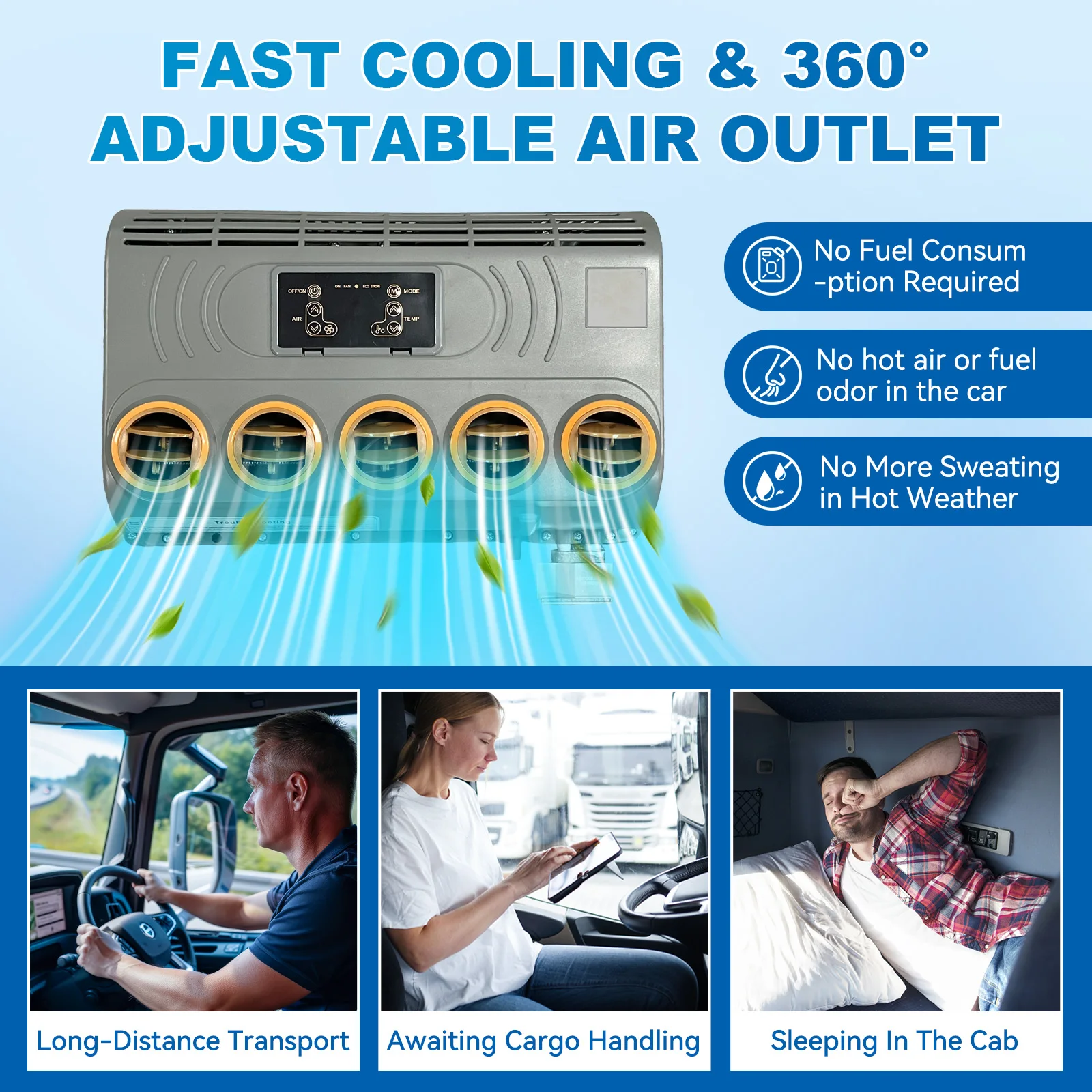 Fahrenheit Temperature Truck Electric Air Conditioner 12V Electric Split AC Unit For Semi Truck RV Tractor Bus Boat Automotive