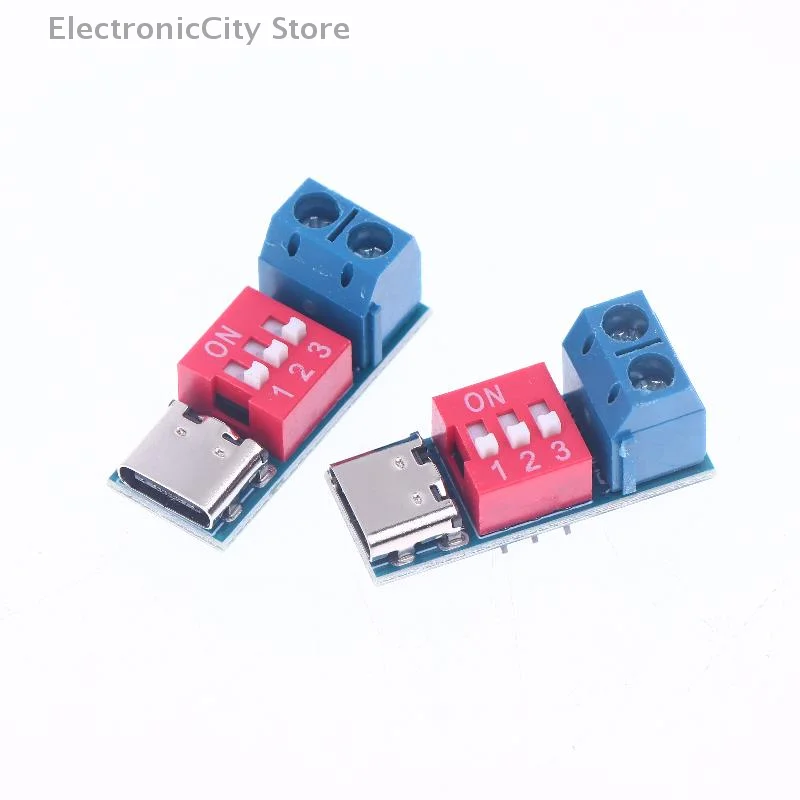 1/2/5Pcs 5-20V Adjustable PD Trigger USB Type-C 100W Power Supply Tester Module Blue PD Fast Charging Test Board
