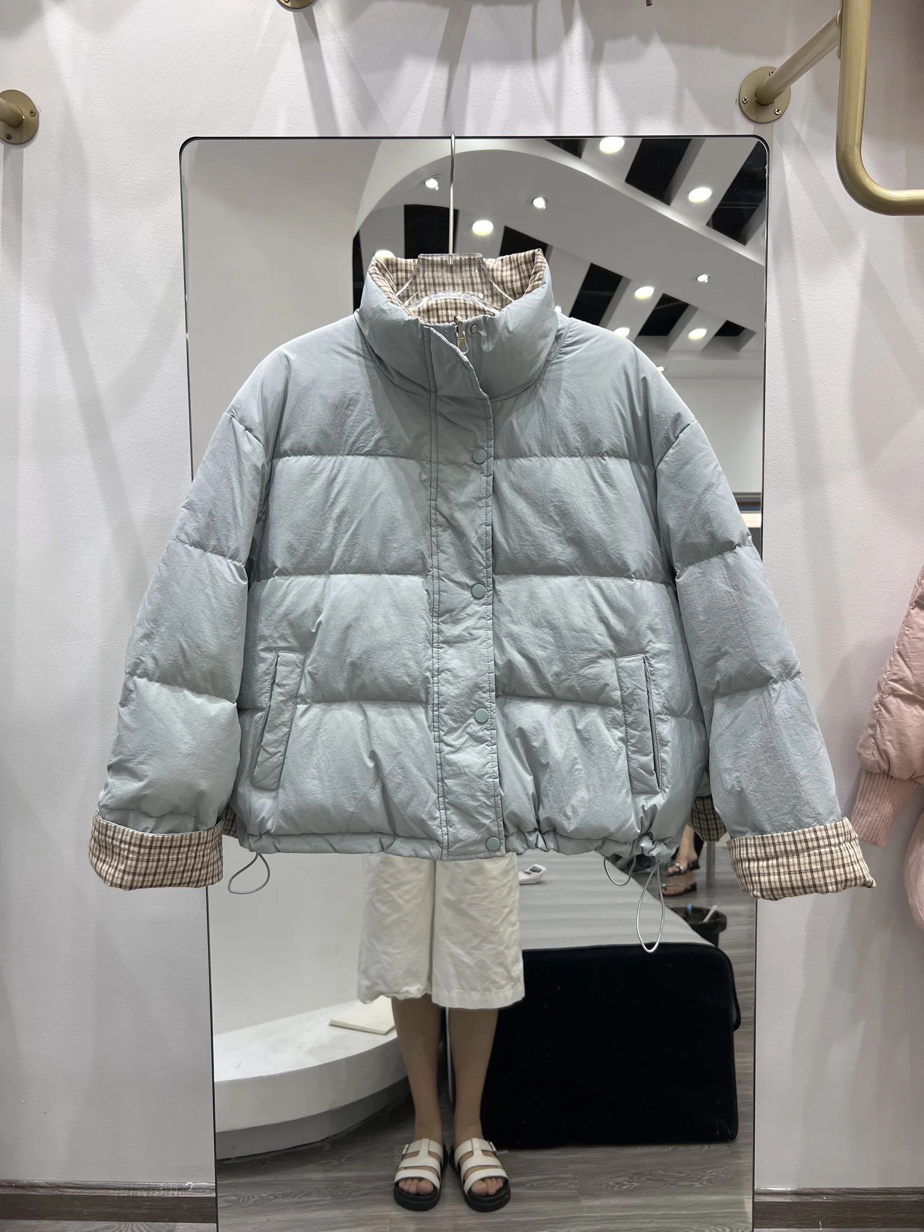 

2025 зимняя новая женская куртка-пуховик, модная куртка с воротником-стойкой