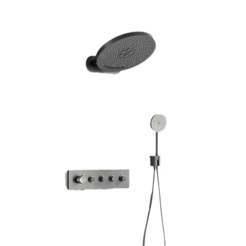 

Constant temperature integrated hot melt all copper concealed shower set Embedded hidden shower full set