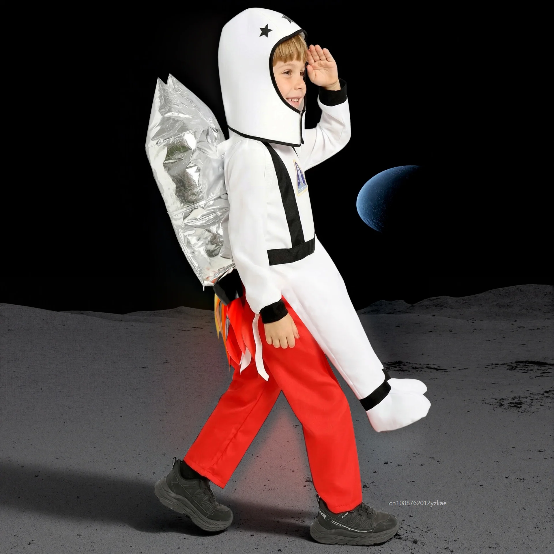 

2026 Astronaut Costume With Rocket Backpack Enfant Spaceman Cosplay Jumpsuit For Halloween Carnival Día Del Niño Performance Set