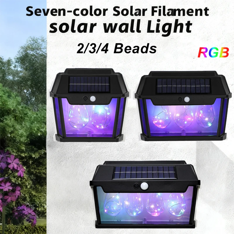 الطاقة الشمسية الجدار مصباح محس حركة ضوء فناء حديقة إضاءة مقاومة للماء RGB الديكور ضوء الشمس الطاقة الشمسية ساحة مصباح التنغستن