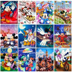 Obraz diamentowy Disney Mickey i Minnie haft krzyżykowy zestaw do szycia mozaika kaczor Donald dekoracja ścienna DIY prezent w pełni z okrągłych 30x40cm