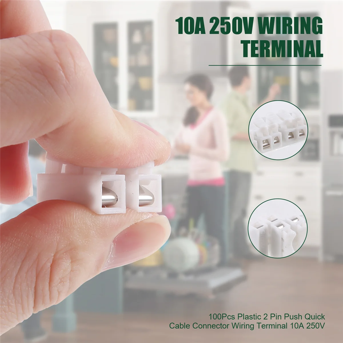 2 Pin Wiring Terminal 100Pcs Plastic 2 Pin Push Quick Cable Connector Wiring Terminal 10A 250V