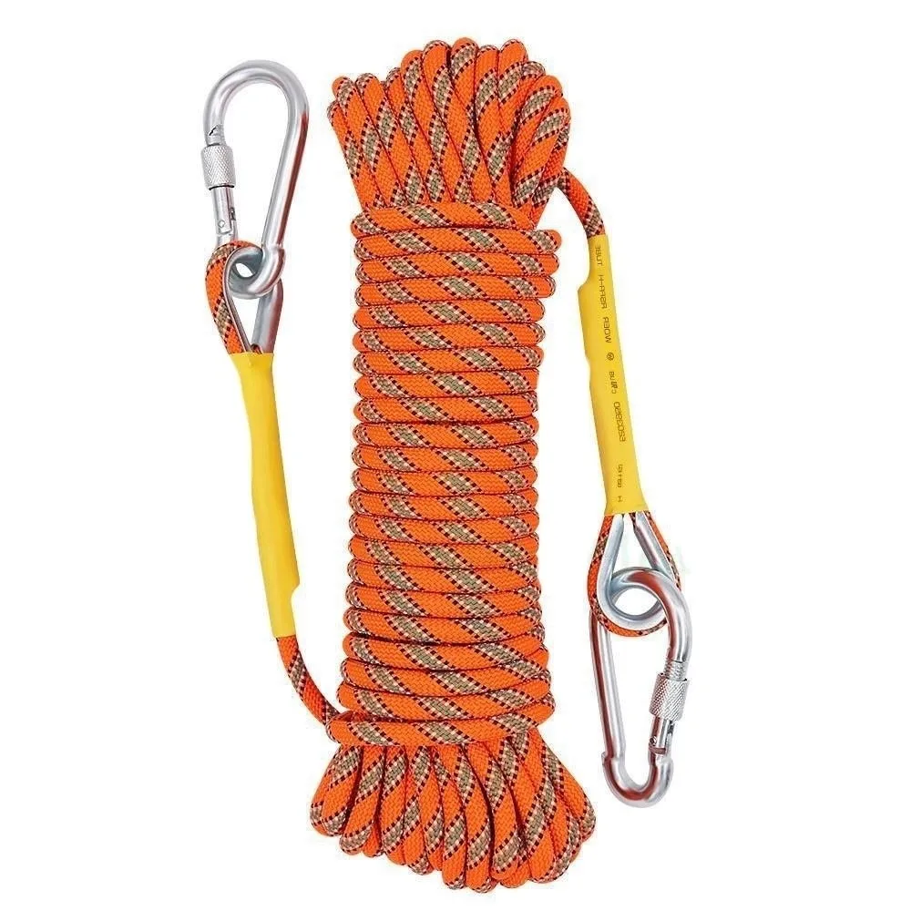 Tool Thickened 10mm Safety Life Rope Static with 2 Steel Hooks Climbing Rope Paracord Safety Mountaineering Rope Camping