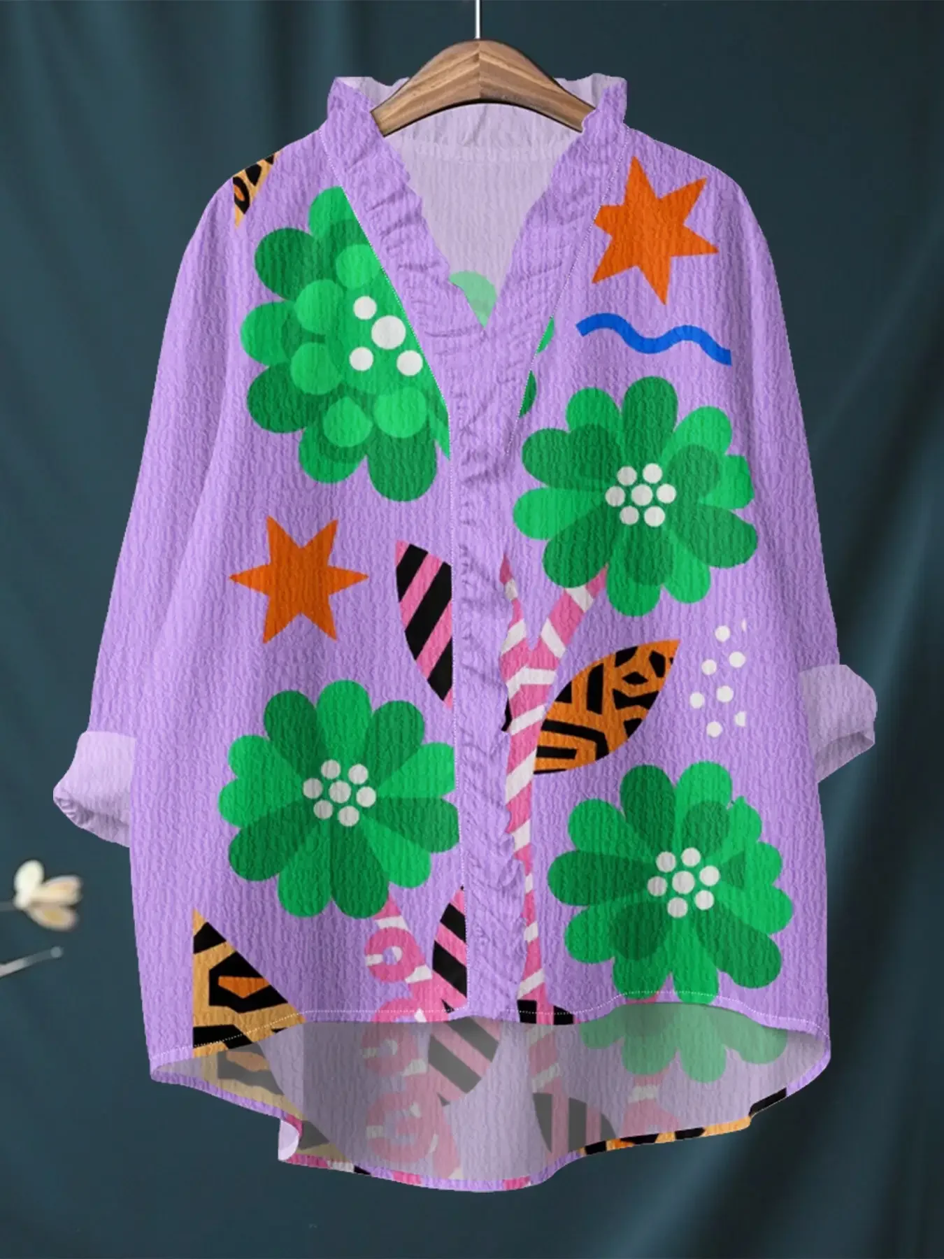 

2026 new V-neck casual top, women's long sleeved lace shirt, Comfortable large spring and autumn tops