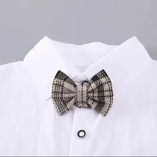 Jungen-Blazer-Anzug, 3-teiliges Set, Fliege, weißes Hemd, Hose, Kleidung für kleine Gentlemen, Baumwollmischung, langärmelig, Herbst, Größe 80-120 – Detail 6