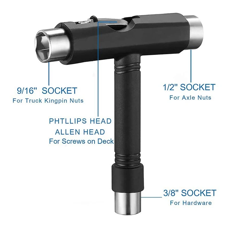 Juego de ruedas y rodamientos para monopatín, juego de herramientas con tornillos pulidos para monopatín de 1 pulgada y llave práctica