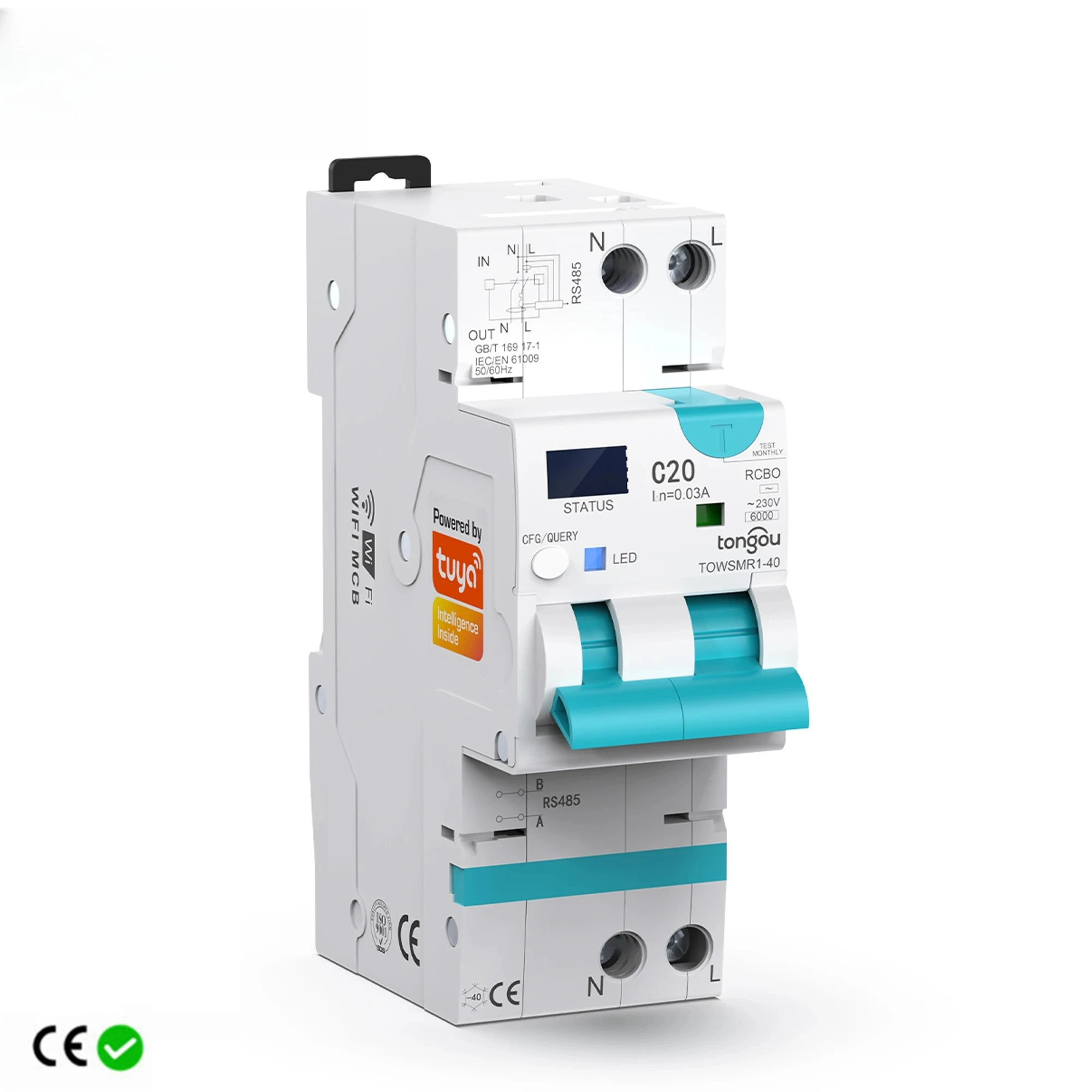 With Over Current and Leakage Protection WIFI RCBO Adjustable Smart Circuit Breaker Residual Current Circuit breaker